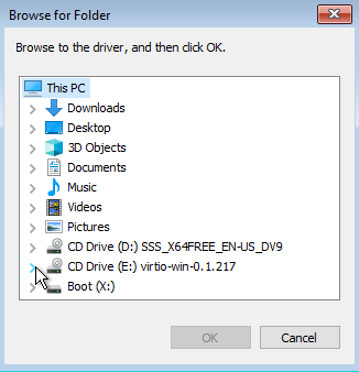 Folder selection