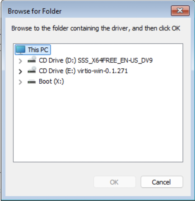Folder selection
