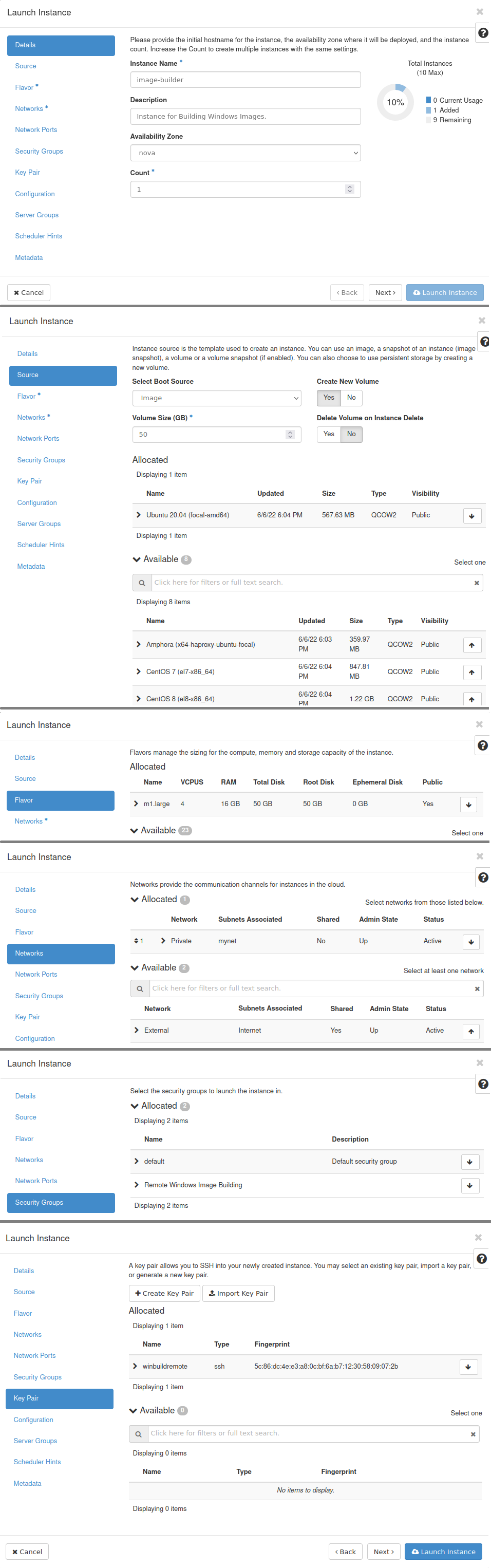 Instance details