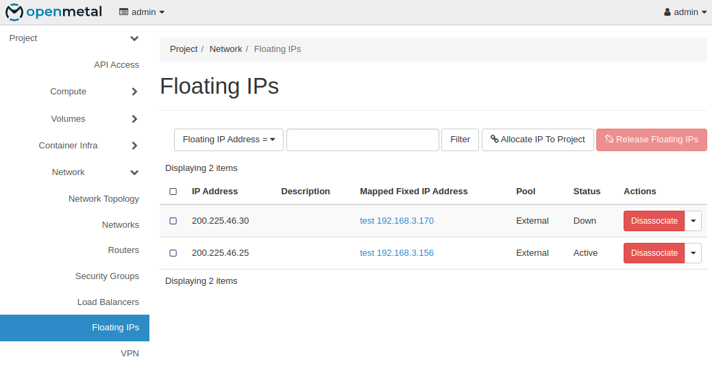 Show floating IPs