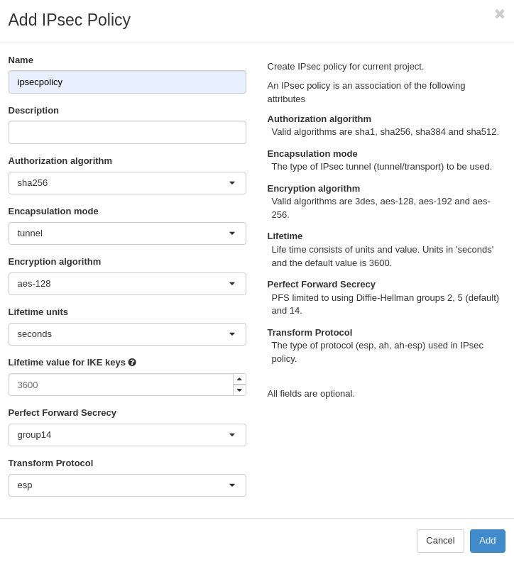 ipsec policy configs