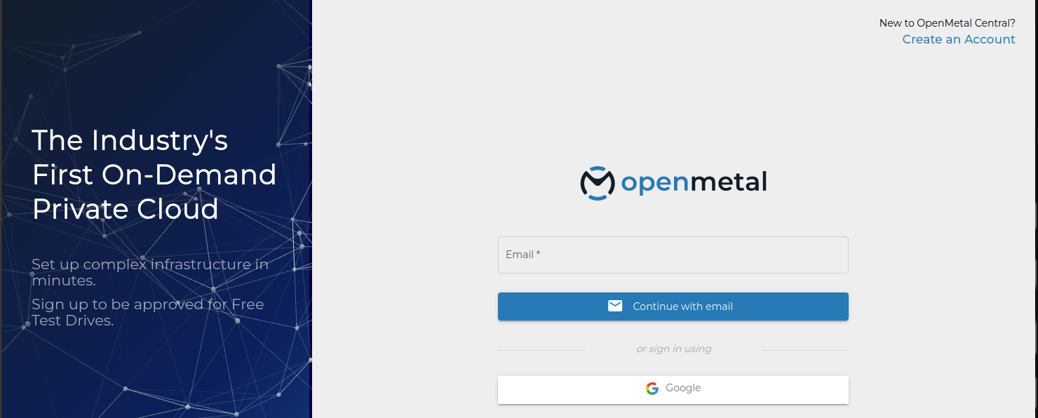 OpenMetal Central Login