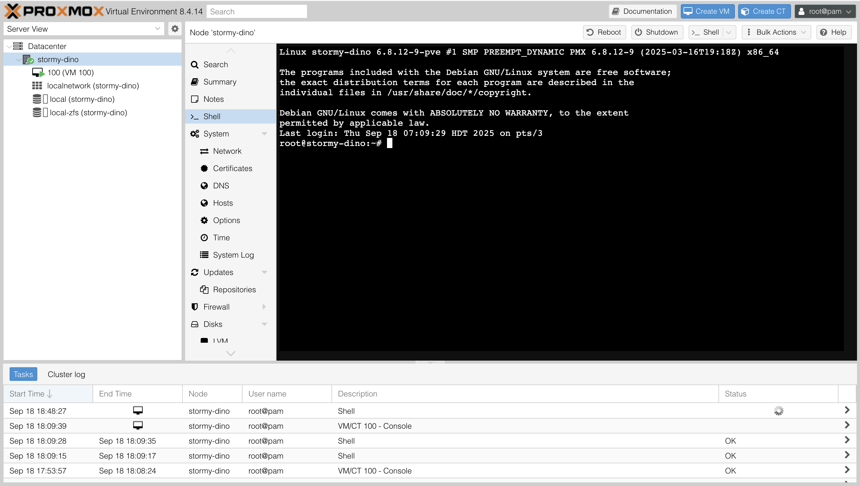 Proxmox UI
