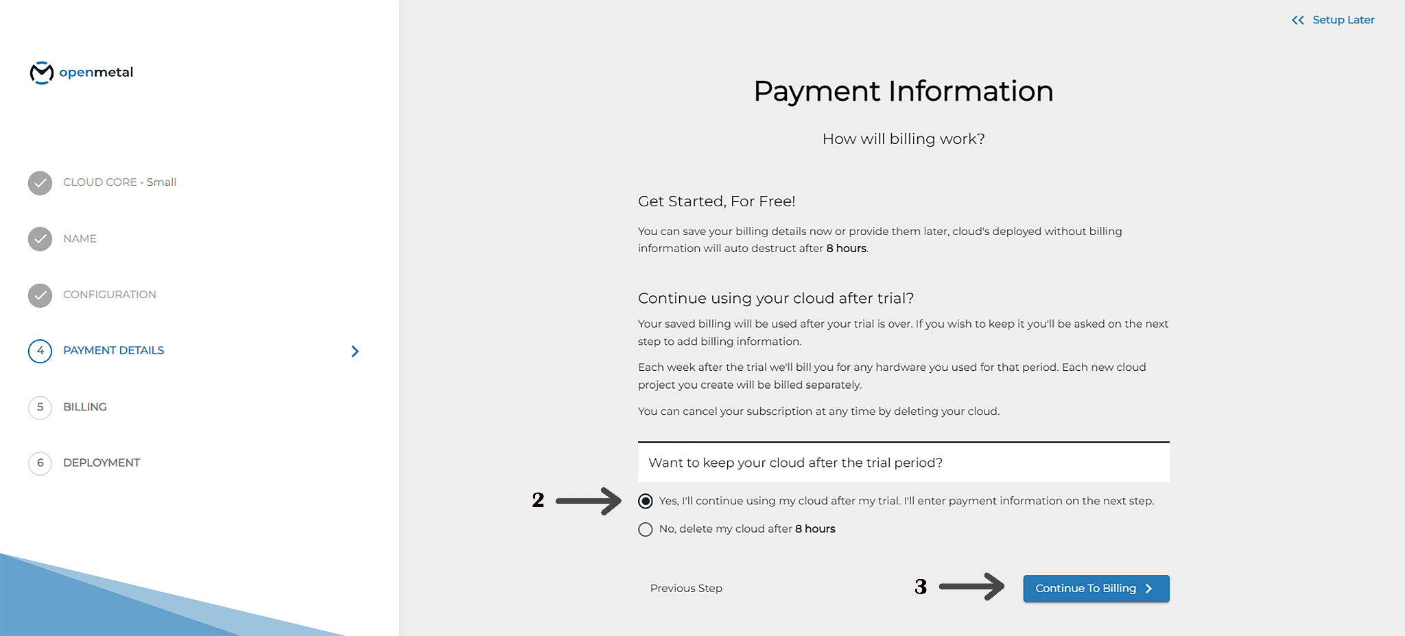 OpenMetal Central Payment Information
