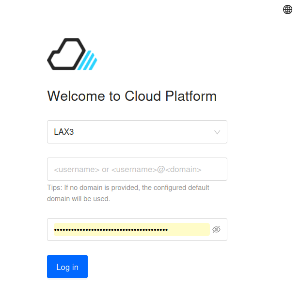 Skyline login page