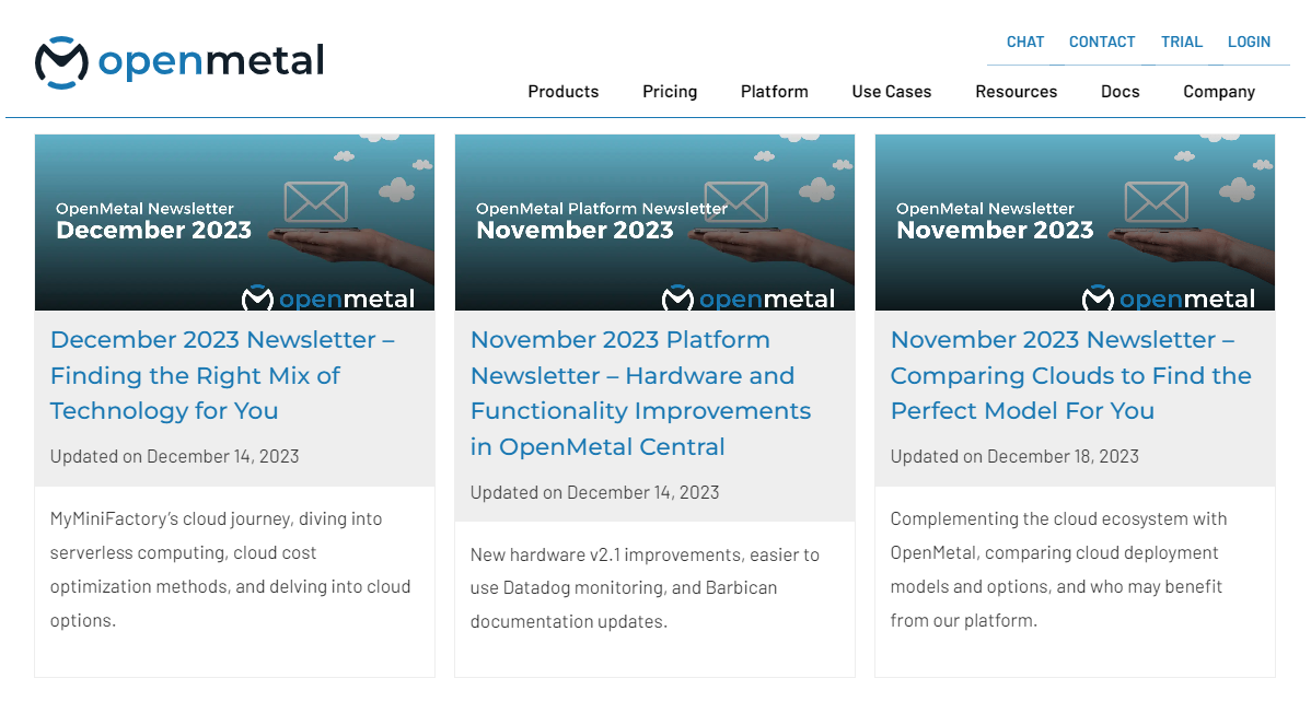 OpenMetal Newsletters Archive