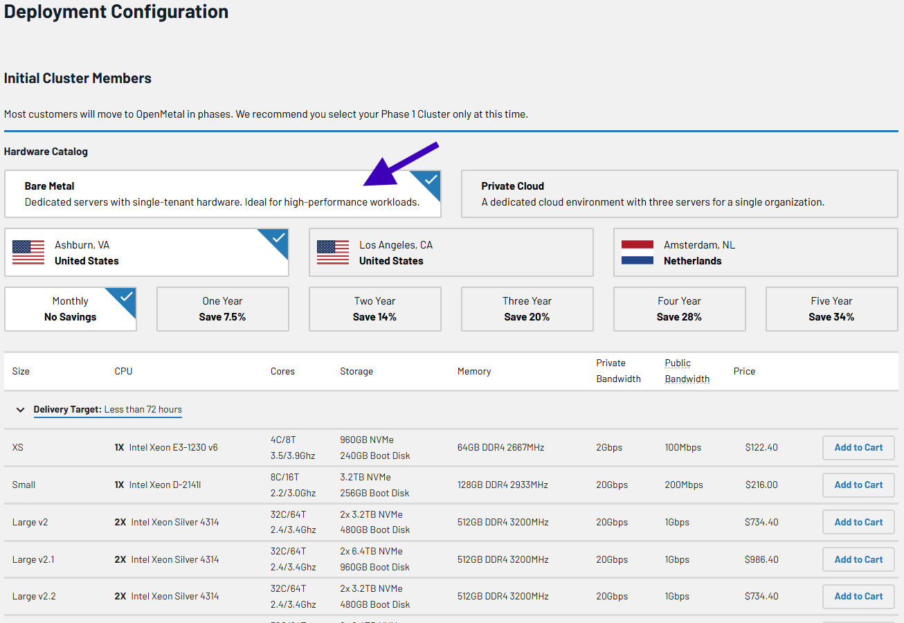 ClickHouse Bare Metal Hardware