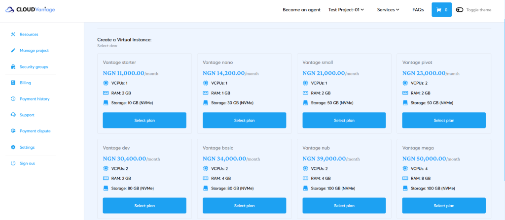 CloudVantage Control Panel