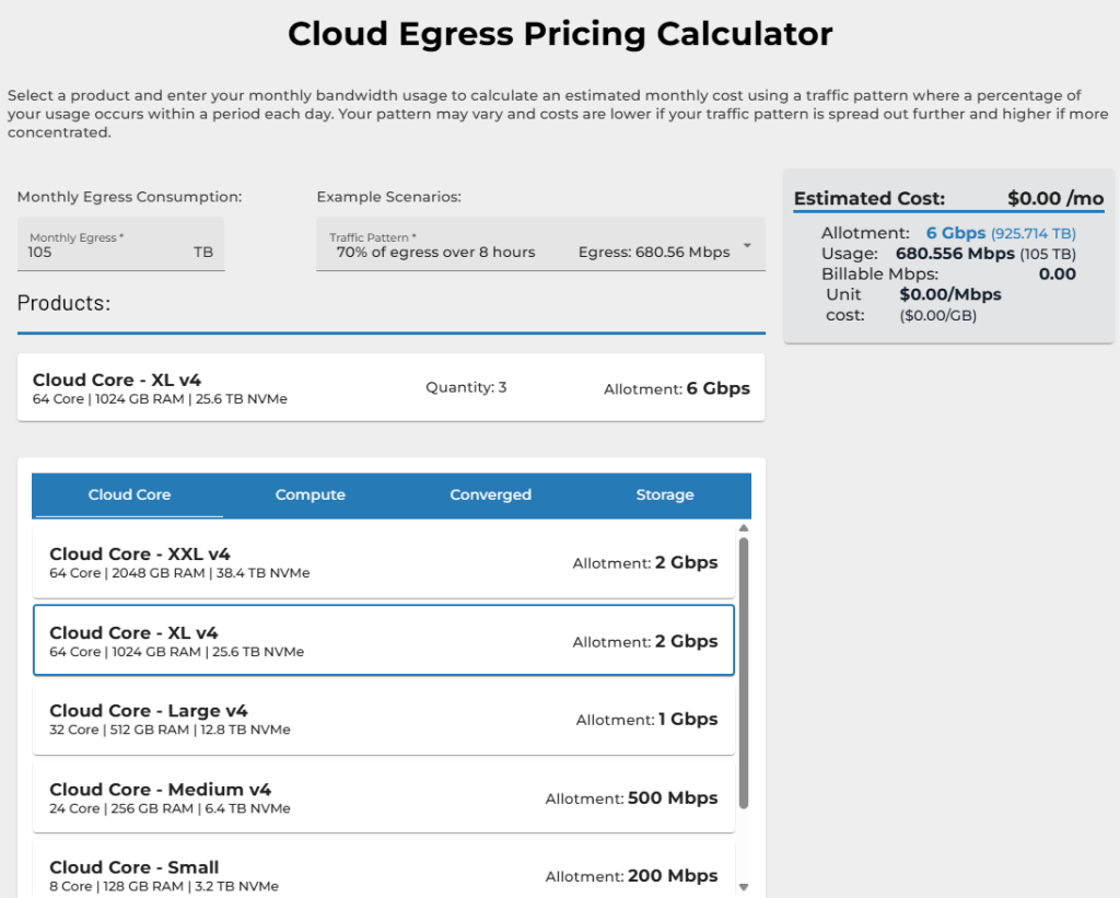Cloud Egress Pricing Calculator