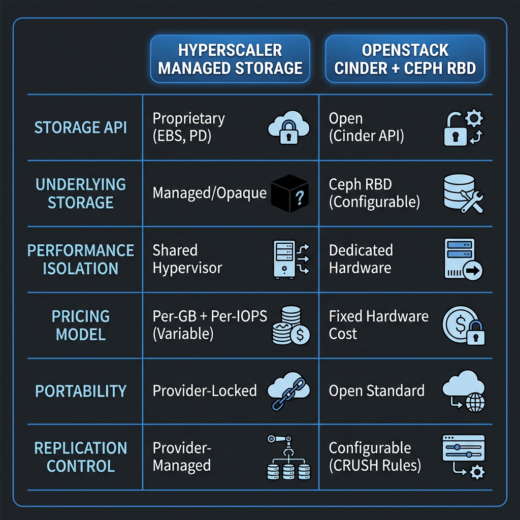 storage comparison hyperscaler vs openstack+ceph