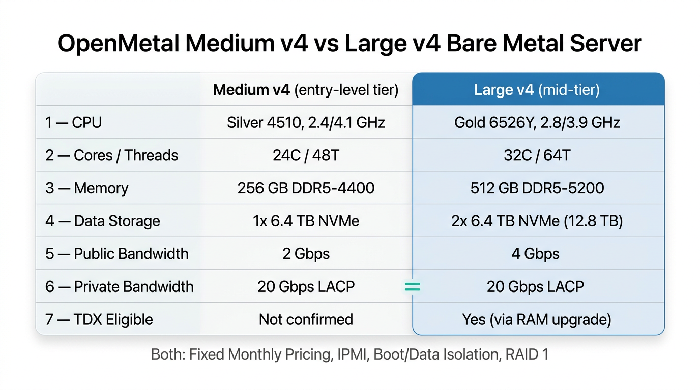 OpenMetal Medium v4 vs Large v4 Comparison