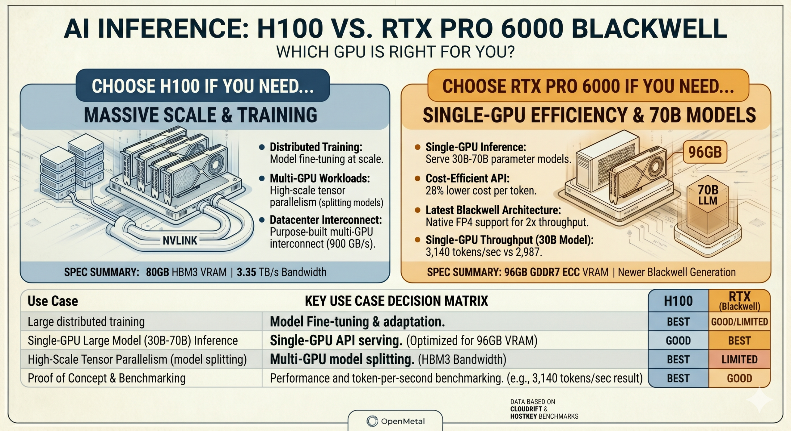 AI Inference H100 vs. RTX Pro 6000