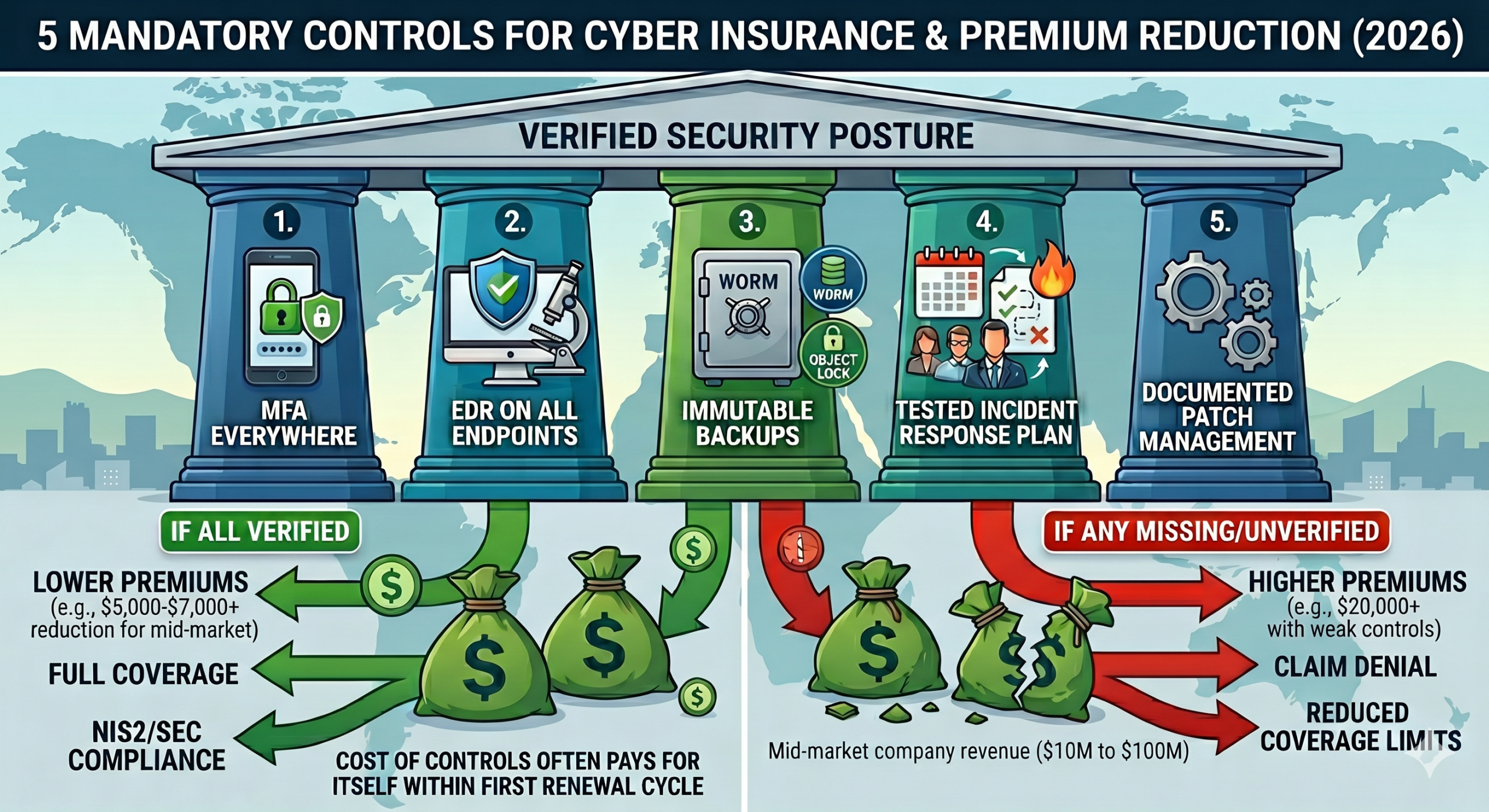 Five Mandatory Controls for Cyber Insurance and Premium Reduction