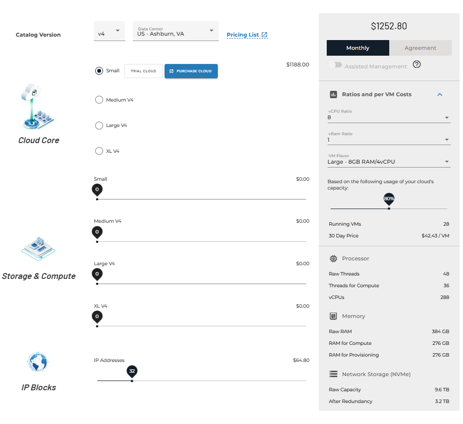Private Cloud Deployment Pricing Calculator