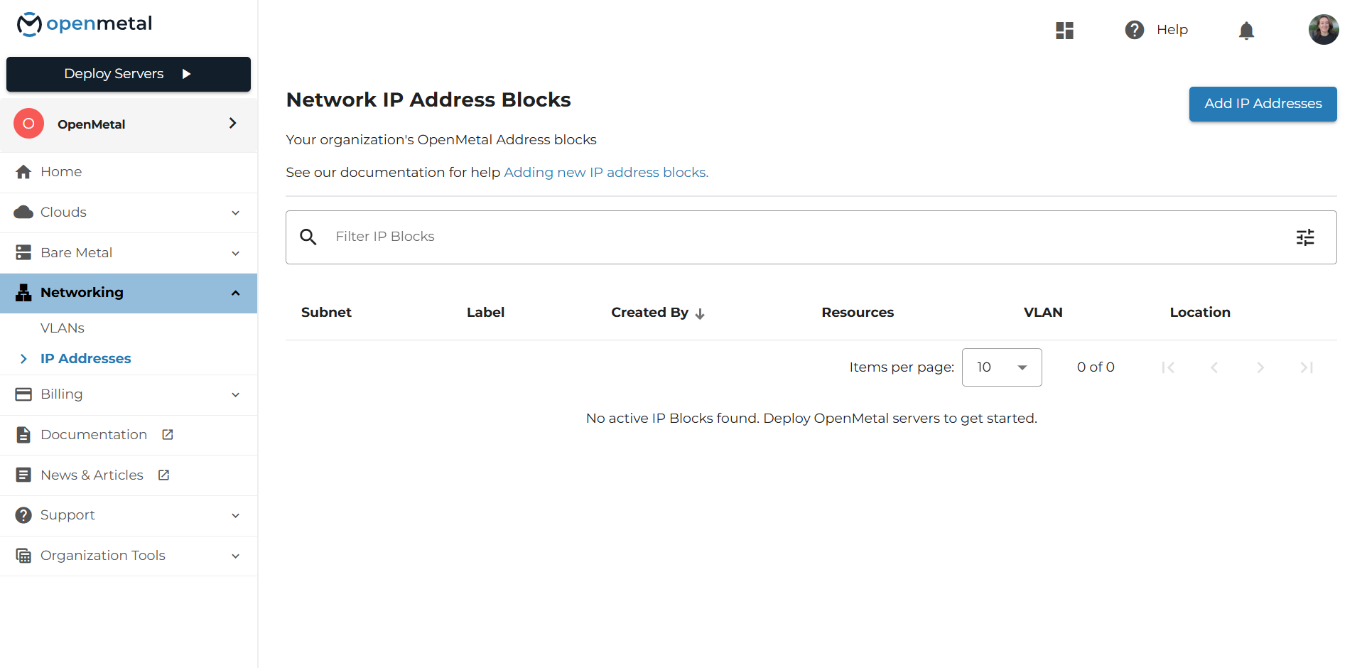 Network IP Address Blocks OpenMetal Central