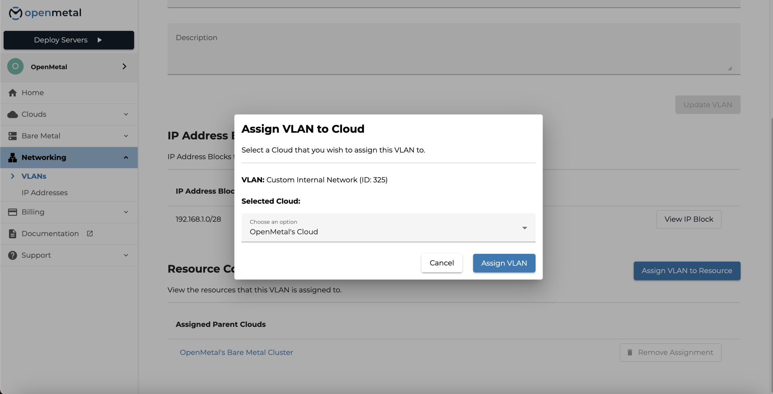 Assign VLAN to Cloud